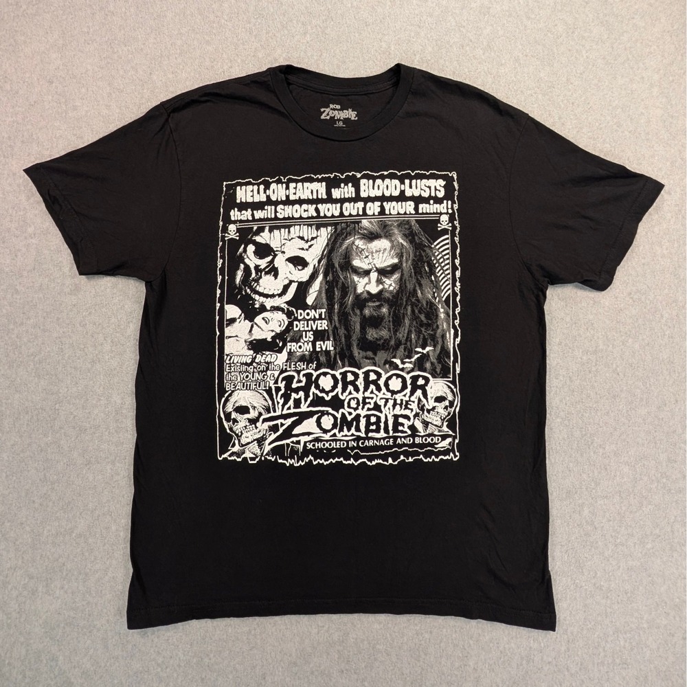 Rob Zombie 2024 Tour Shirt Horror of the Zombie‎ Black Tee Mens Large 21.5x28